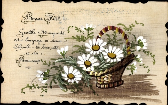 Postcard Congratulations, flower basket