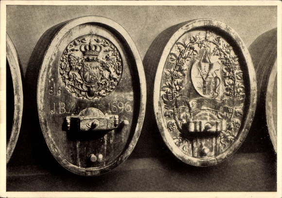 Postcard Rüdesheim am Rhein, Haus Fromm, Küfer Meisterstücke in Keller 19