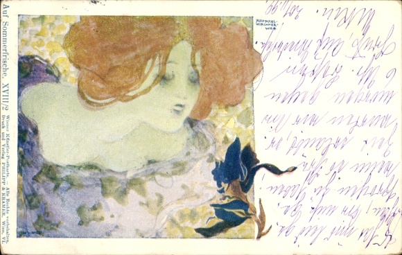 Art Nouveau artist Raphael Kirchner, Summer Holiday XVIII, portrait of a Woman, Philipp & Kramer