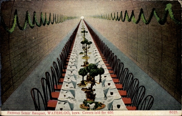 Postcard Waterloo Iowa USA, famous sewer banquet