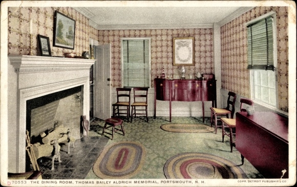 Postcard Portsmouth New Hampshire USA, Thomas Bailey Aldrich Memorial, The Dining Room