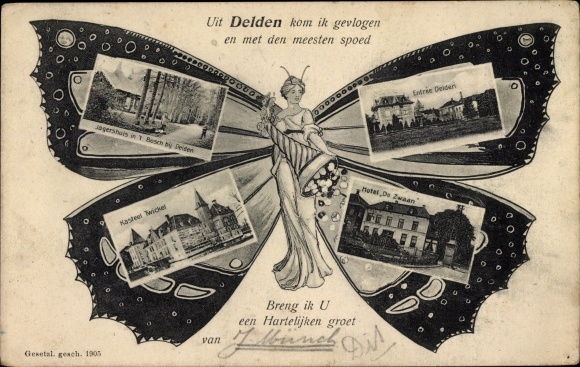 Schmetterling Postcard Delden Court of Twente Overijssel Niederlande, Castle Twickel, Hotel De Zwaan