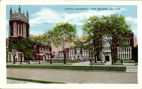 Postcard New Orleans Louisiana USA, Loyola University, Tudor Gothic architecture, Audubon Park