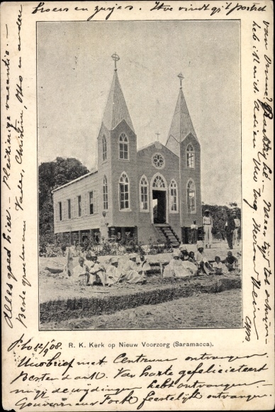 Postcard Saramacca Suriname, Kerk op Nieuw Voorzorg