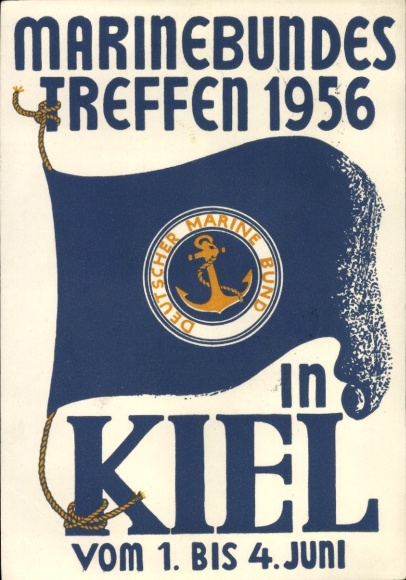 Postcard Kiel in Schleswig Holstein, Marine Federation Meeting 1956 from 1 to 4 June, German Marine Federation