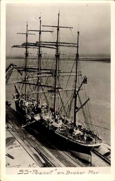 Photo of the sailing ship SS Passat at Braker Pier, F. Laeisz