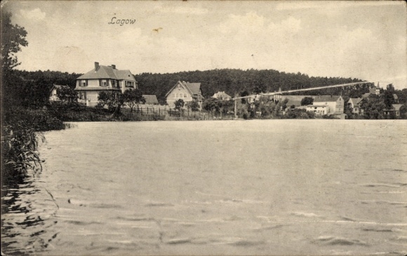Postcard Łagów Lagow Neumark East Brandenburg, partial view, houses on the shore