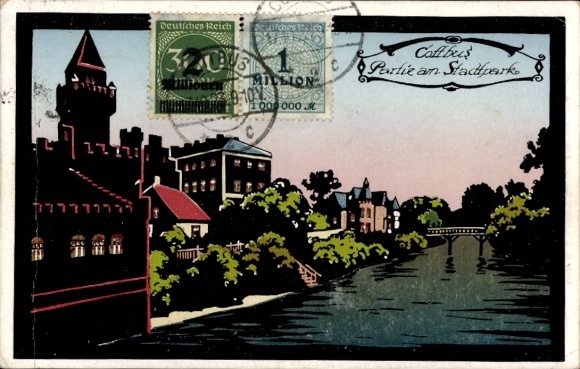 Light window Postcard Cottbus Brandenburg, at the city park