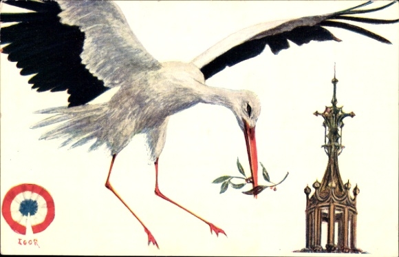 Artist Postcard Igor, Cigogne d'Alsace, Stork