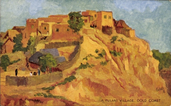 Artist Postcard Cheesman, E., Gold Coast Ghana, Fulani Village