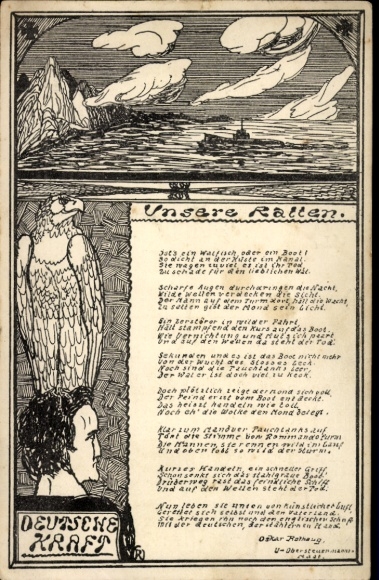 Artist Postcard Deutsche Kraft, Our Rats, Poem U-Boat Chief Petty Officer Oskar Rathwig