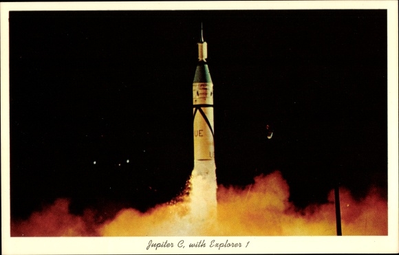 Postcard Huntsville Alabama, Jupiter Composite Re-entry Test Vehicle, Explorer I Redstone Arsenal