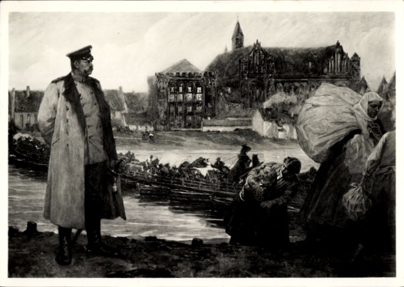 Artist Postcard Vogel, Hugo, Hindenburg in front of Marienburg Castle 1914, painting in the Grand Master's Palace