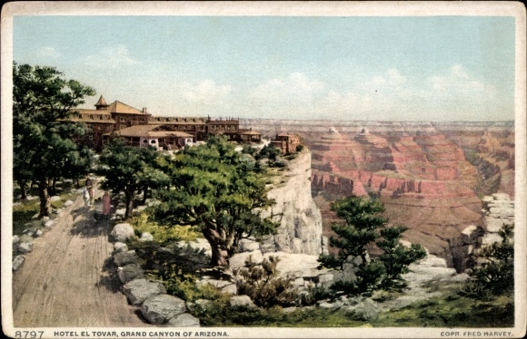 Postcard Grand Canyon Arizona United States, Hotel el Tovar