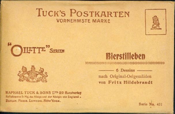 6 artists AK in envelope Beer still life by Fritz Hildebrandt