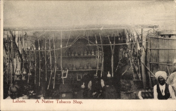 Postcard Lahore Pakistan, Tobacco Shop