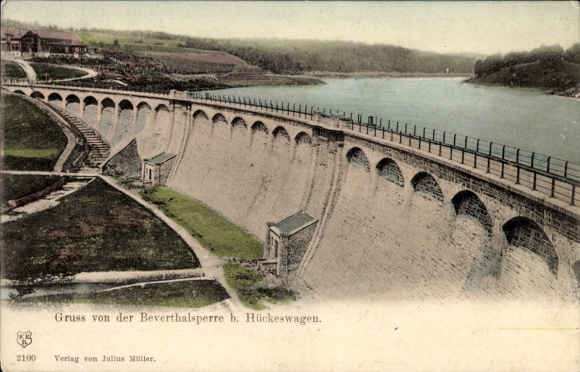 Hückeswagen in the Oberbergischer Kreis district, Beverthalsperre reservoir, river, dam, landscape