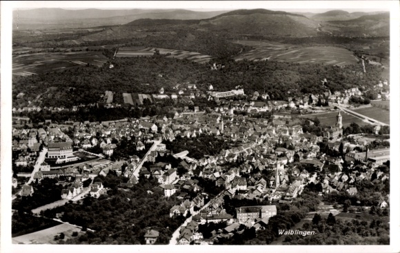 Postcard Waiblingen in Württemberg, aerial view of the town, landscape, trees, fields