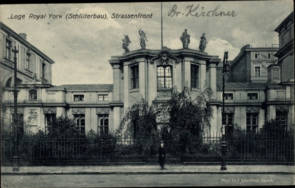 Postcard Berlin, Lodge Royal York, Schlüterbau, street front