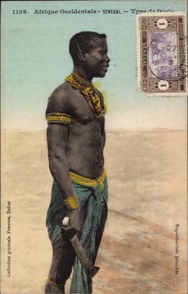 Postcard Senegal, portrait of a local hunter