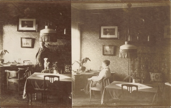 Photo: Iserlohn in the Märkischer Kreis district, interior view of a room, man, woman, photomontage
