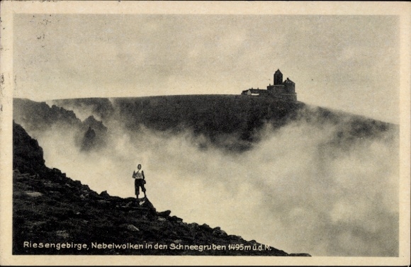 Postcard Szklarska Poręba Schreiberhau Silesia, Schneegrubenbaude, Schronisko nad Śnieżnymi Kotłami