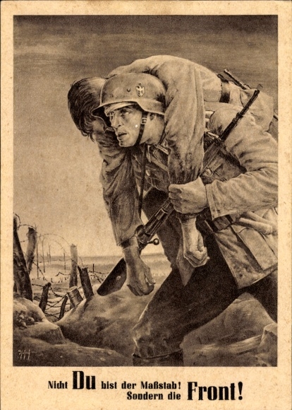 Artist Postcard Tschech, Will, It is not you who are the measure but the front, Wehrmacht, Day of the NSDAP