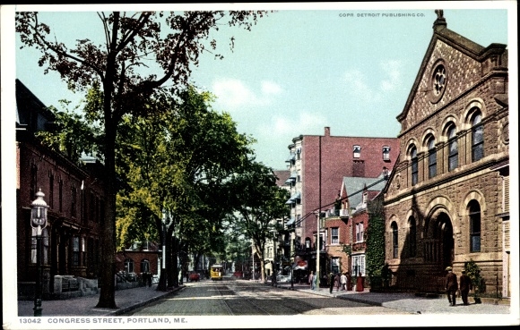 Postcard Portland Maine USA, Congress Street