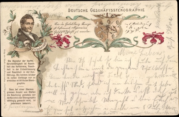 Chromo-Litho Inventor of shorthand Franz Xaver Gabelsberger, German business shorthand