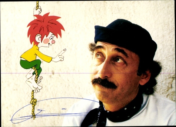 Autographed card for actor Towje Kleiner als Odessi, Pumuckl's Adventures, portrait, autograph