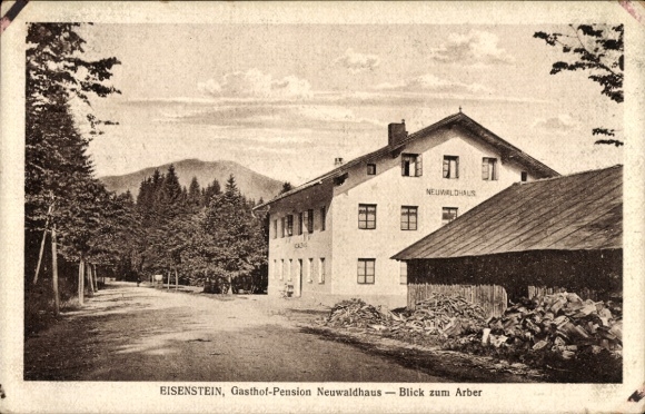 Postcard Bayerisch Eisenstein in the Bavarian Forest, Lower Bavaria, Gasthof Neuwaldhaus, Arber