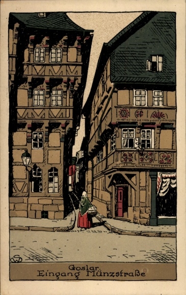Lithographic printing at Goslar in Lower Saxony, entrance Münzstraße