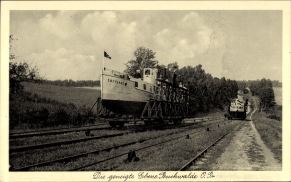 Postcard Buczyniec Buchwalde East Prussia, ship Oberland on the inclined plane