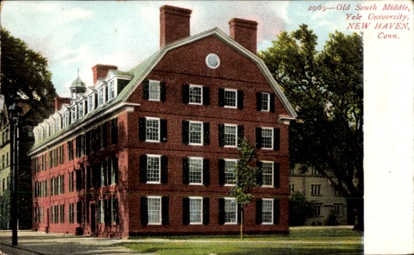 Postcard New Haven Connecticut USA, Old South Middle, Yale University