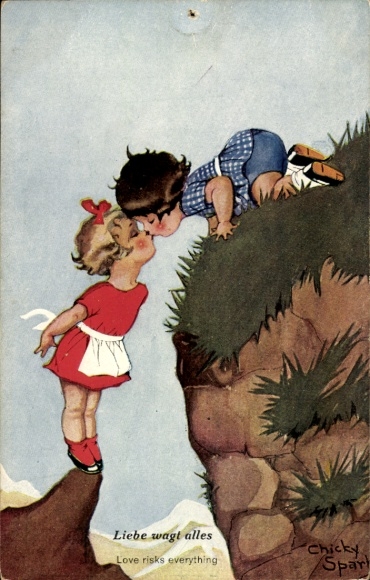 Artist Postcard Spark, Chicky, Love Dares All, Children Kiss Across the Abyss