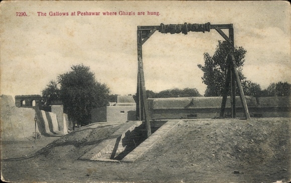 Postcard Pakistan, gallows in Peshawar where Ghazis are hanged