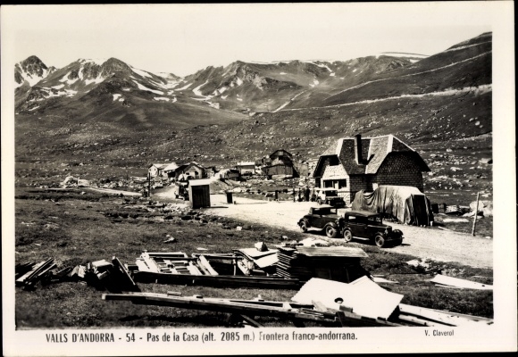 Postcard Andorra, Pas de la Casa, Franco-Andorran border
