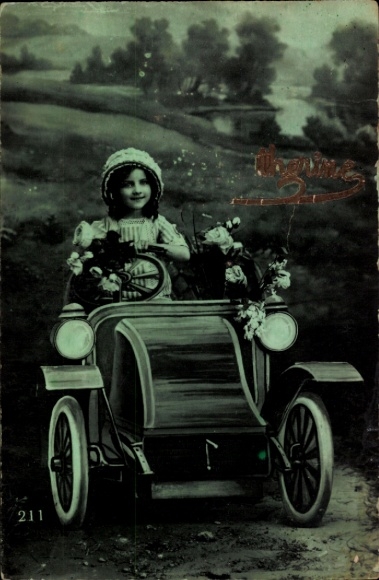 Postcard Girl in a Car