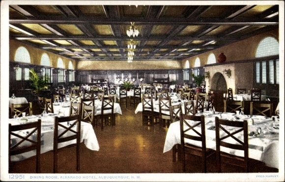 Postcard Albuquerque New Mexico USA, Alvarado Hotel, Dining Room