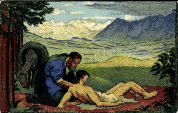 Postal stationery, artist, PC, Swiss National Day celebration 1917, Swiss Red Cross