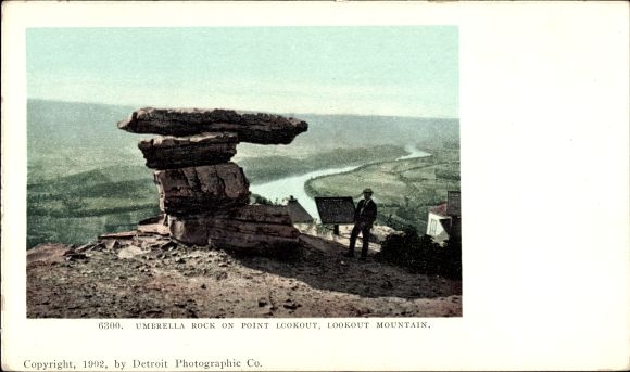 Postcard Lookout Mountain Tennessee USA, Umbrella Rock at Point Lookout