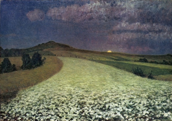 Artist Postcard Overbeck, Fritz, Flowering buckwheat field at Weyerberg