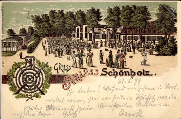 Lithograph Berlin Pankow Niederschönhausen Schönholz, Schönholz Castle, Garden Restaurant