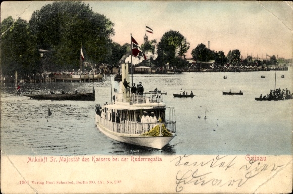 Postcard Berlin Köpenick Grünau, steamship on the water