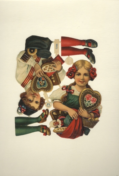 Oblate complete block, AH Praque 5288, girl and boy in traditional costume with gingerbread, approx. 17 x 15 cm