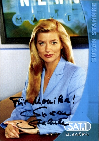 Postcard actress Susan Stahnke, portrait, autograph, SAT1