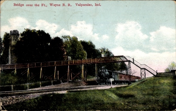 Postcard Valparaíso Indiana USA, Bridge over the Ft. Wayne RR