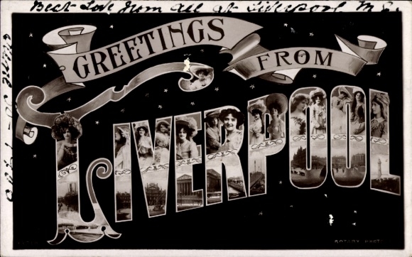 Letters Postcard Liverpool, women's portraits