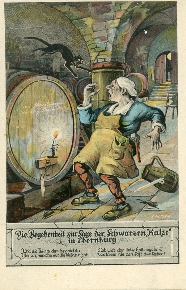 Squeak artist Postcard Thon, Bad Münster am Stein, Ebernburg, Black Cat