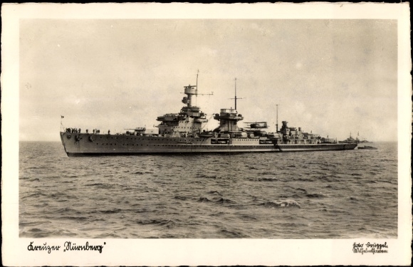 Postcard Deutsches Kriegsschiff, Nürnberg, Kreuzer, Kriegsmarine